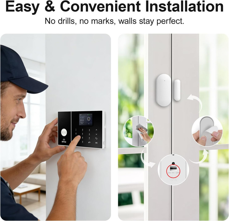 Wireless Alarm System for Home Security,4 Pcs Home Alarm System Wireless DIY Kit gallery