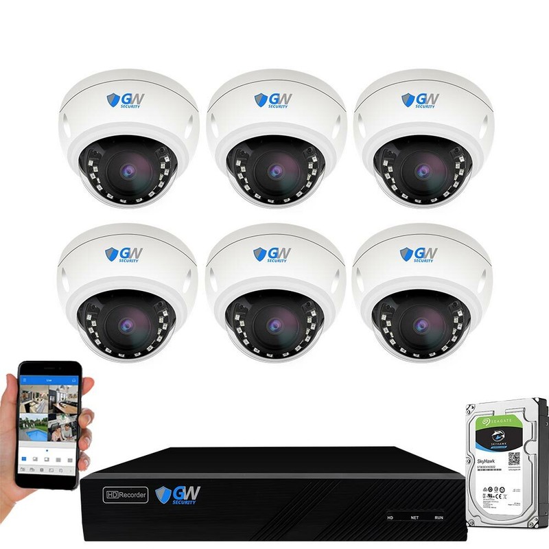 8 Channel 4K NVR 6 X 8MP 4K Microphone PoE IP Dome Security Camera System