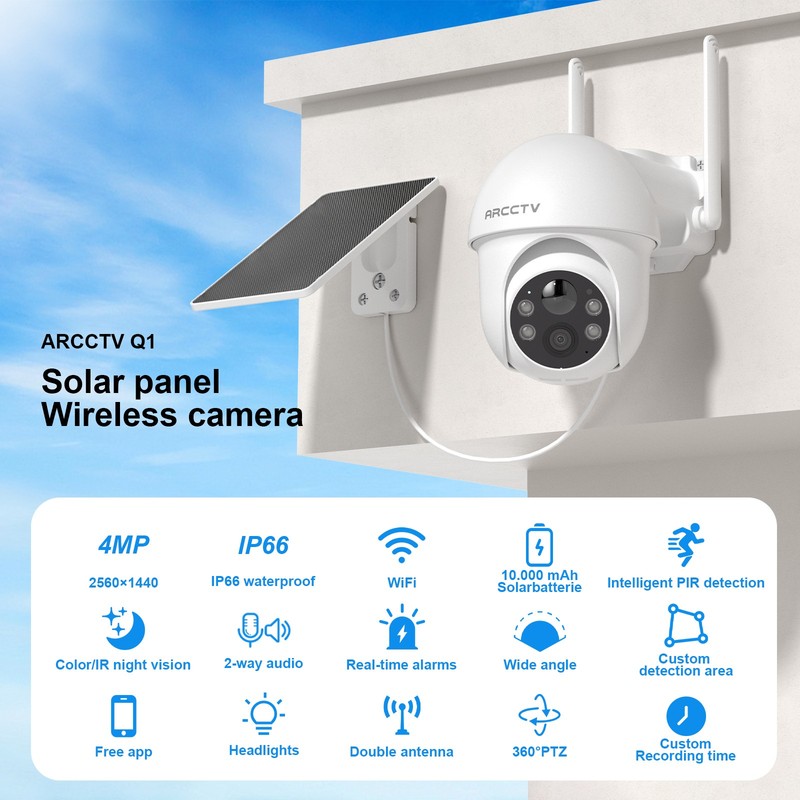 ARCCTV WiFi Solar Security Camera System Wireless Pan Tilt Outdoor Night Vision gallery