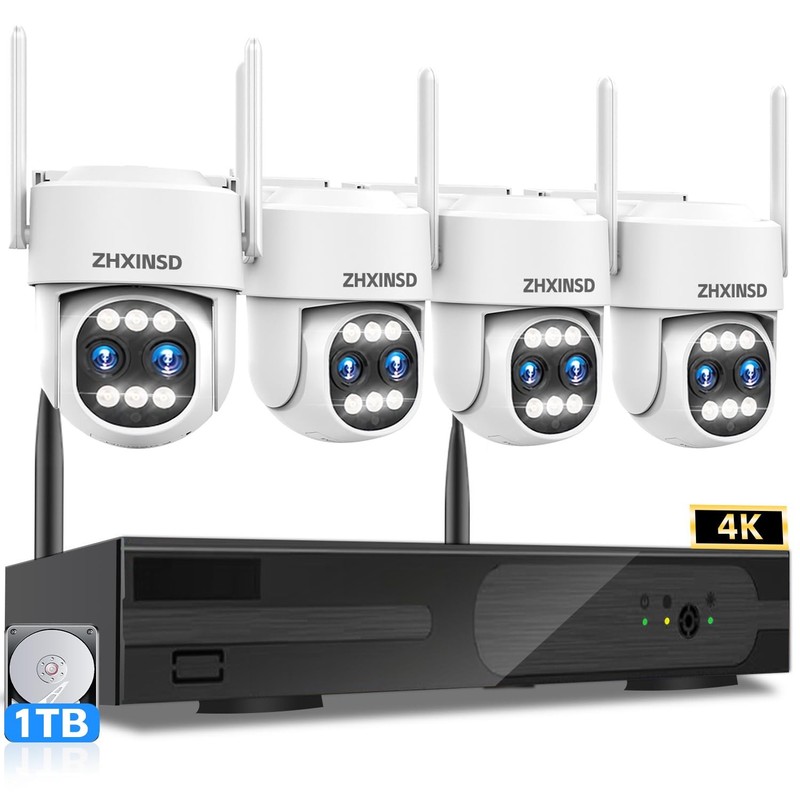 [Dual Lens 4MP+4MP & 10X Zoom] Security Camera System Outdoor Wireless with A...