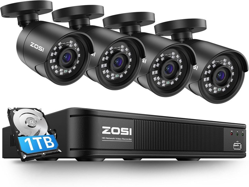 ZOSI 5MP 8CH 3K Lite CCTV Security Camera System AI Human Vehicle Detection 1TB