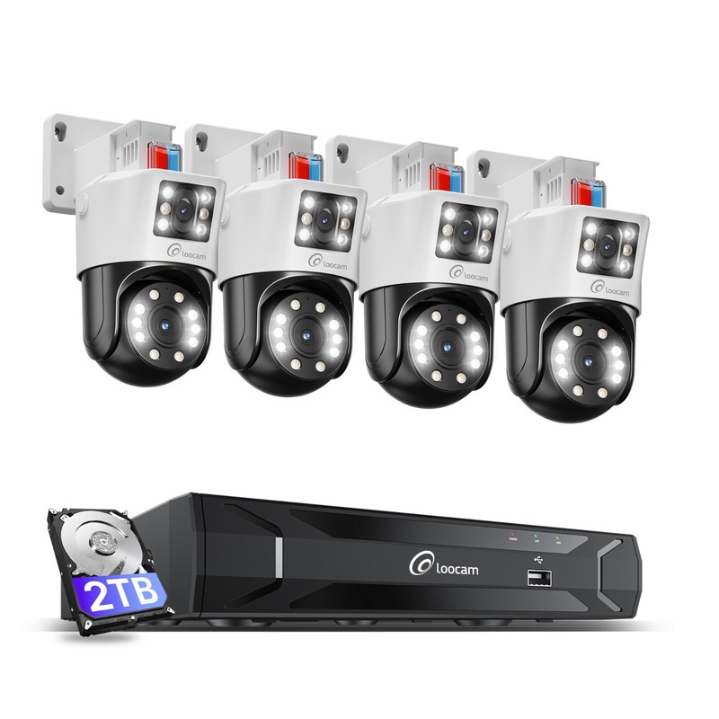 Loocam Dual Lens(4MP+4MP) 4K 8 Channel PoE NVR Security Camera System 2TB HDD