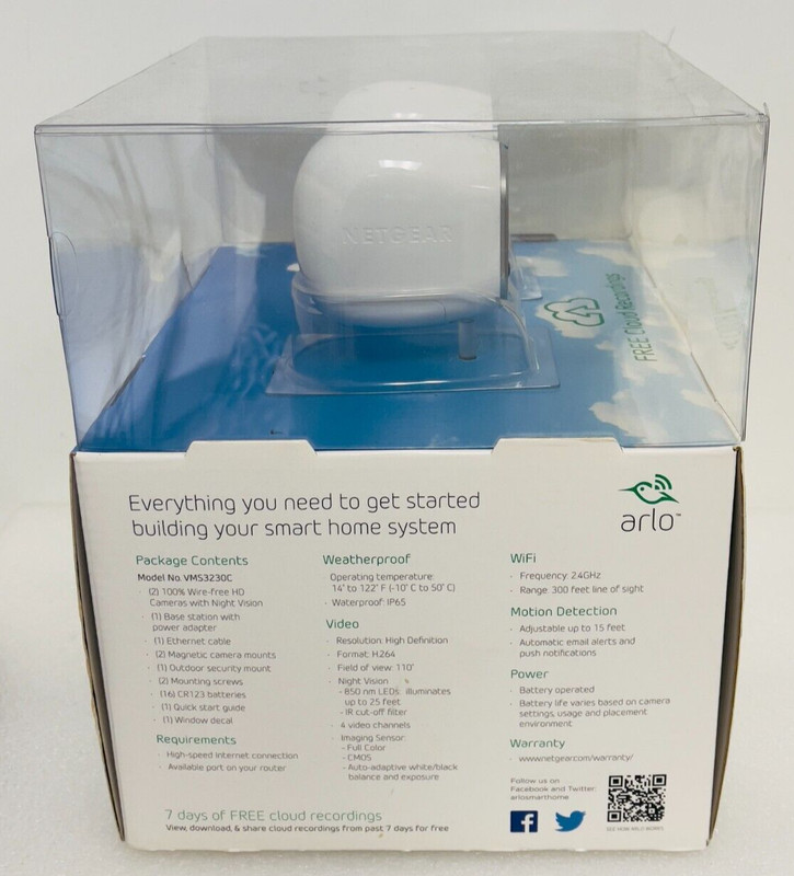 Arlo Wireless 2 Camera Security System by Netgear VMS3230H-100NAR, NEW gallery