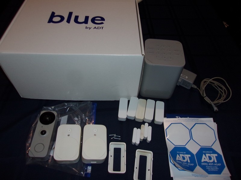Blue by ADT 8 Piece Home Security System Smart Hub, 5 Door/Window Sensors CAMERA