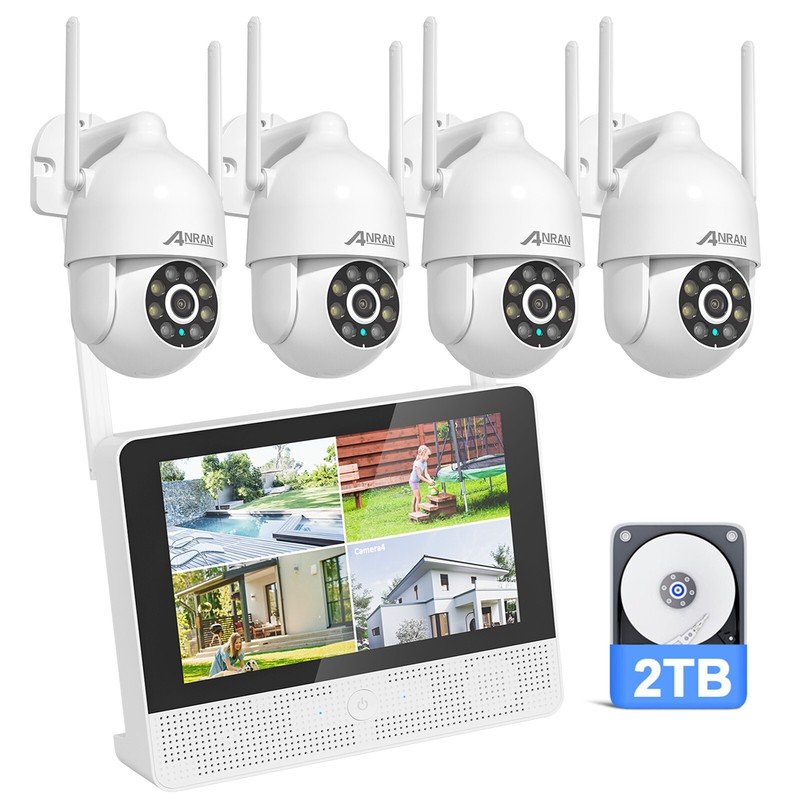 ANRAN Wireless Security Camera System WIFI Outdoor CCTV PTZ 8CH 5MP NVR Home 2TB