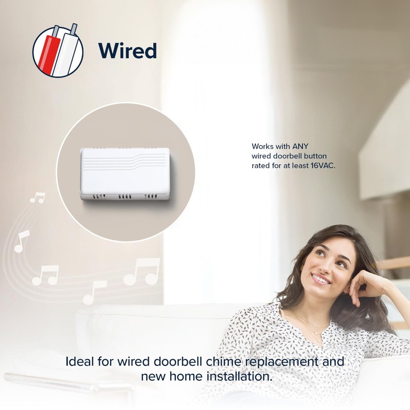 Heath Zenith Wired Mechanical Doorbell Chime, White, Plastic, No Size, White gallery