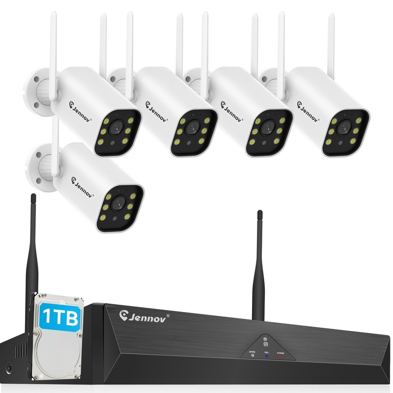 Outdoor 5MP Color Night Vision Security System 10CH NVR WiFi AI Motion Detection