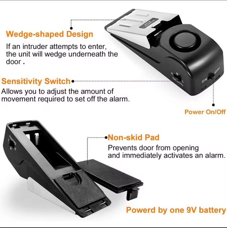 4 pack :Portable Anti-Theft 120DB Alarm Door Stopper security Door Alarm:4 Pack gallery
