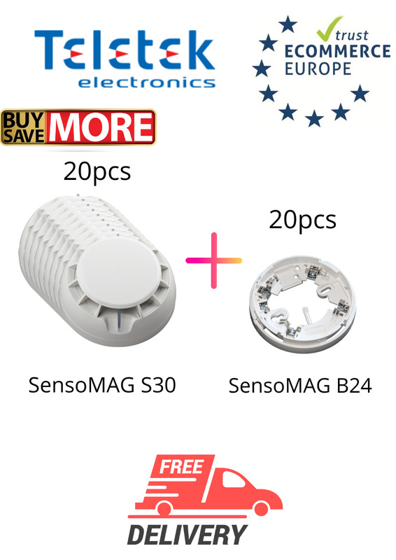 TELETEK Fire Alarm/ Conventional / Detectors / SensoMAG S30(20pcs)+B24(20pcs)