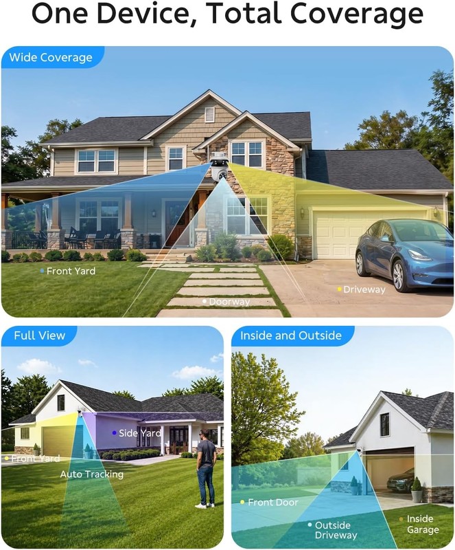 Wireless Security System 4 Cam 3K Outdoor Auto Tracking Triple Lens Night Vision gallery