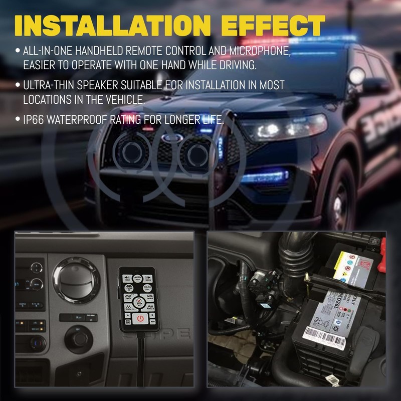 200W 12V 37 Tone Emergency Siren PA System, Slim Speaker Horn with Handheld R... gallery