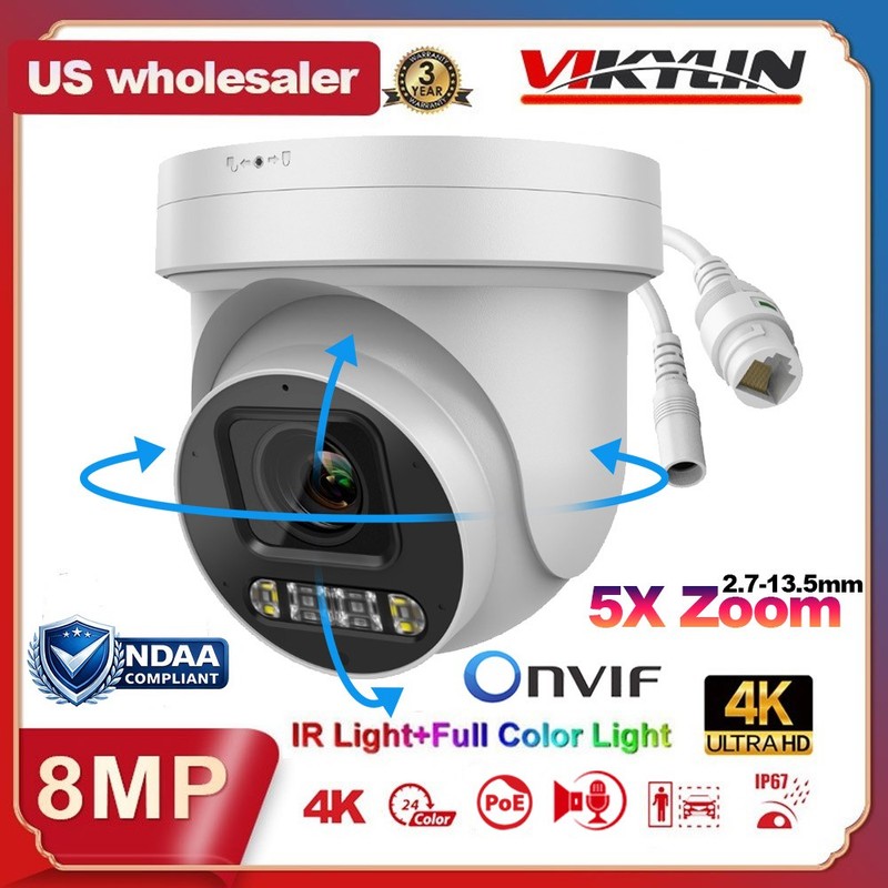 Vikylin 4K 16CH 16 POE CCTV System 8MP 5X Zoom PTZ IP Camera Full Color IR Lot gallery