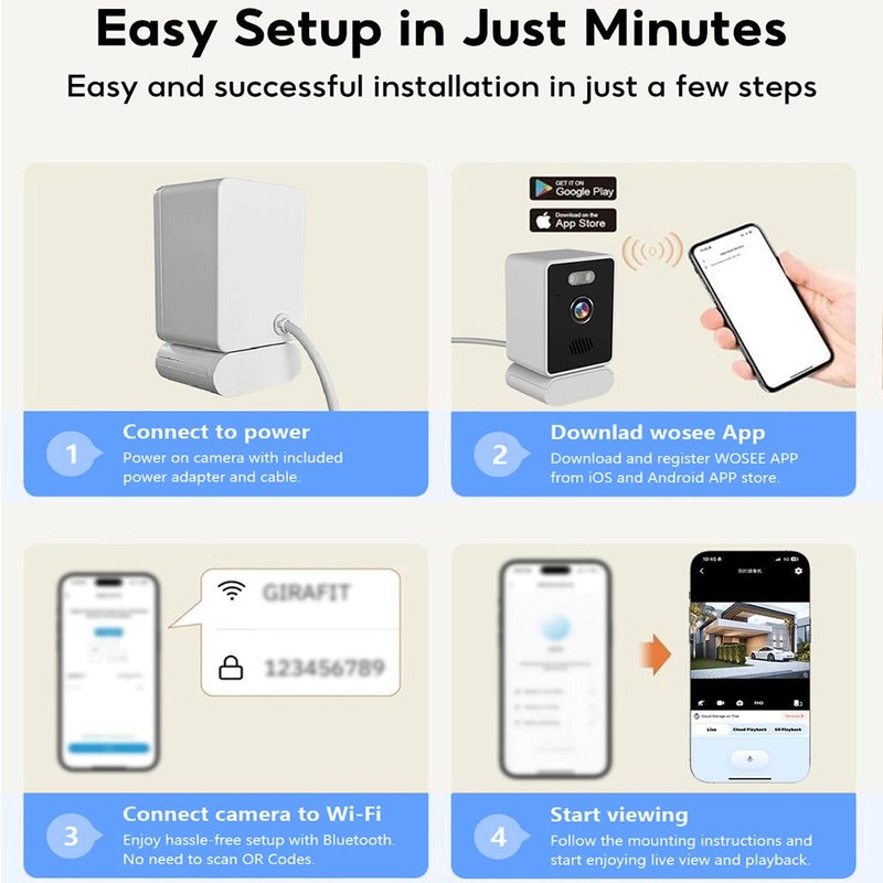 NEW 2K Window Camera, 2.4GHZ & 5GHZ WiFi Indoor Cameras for Home Security 3MP US gallery