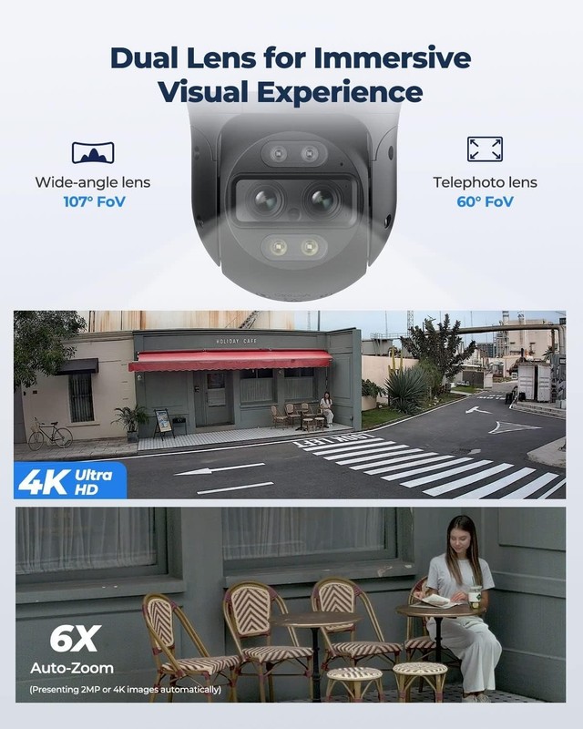 360° View PTZ Security Camera with 6X Hybrid Zoom & Night Vision - Waterproof gallery