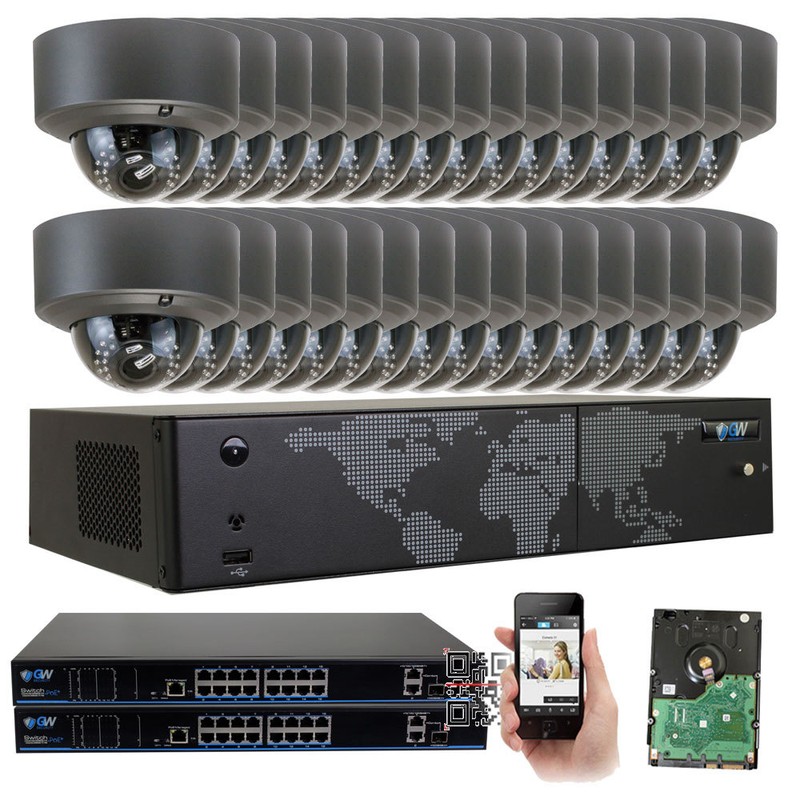 32 Channel H.265 NVR (32) 5MP 4X Optical Zoom PoE IP Dome Camera Security System