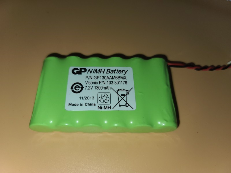 Visonic AmberLink 7.2V 1300mAH GP130AAM6BMX Ni-MH Battery P/N: 103-301179