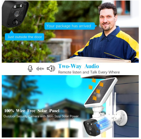 OOSSXX Wireless Security Cameras System 6 + 2pcs 2K 3.0MP solar cameras gallery