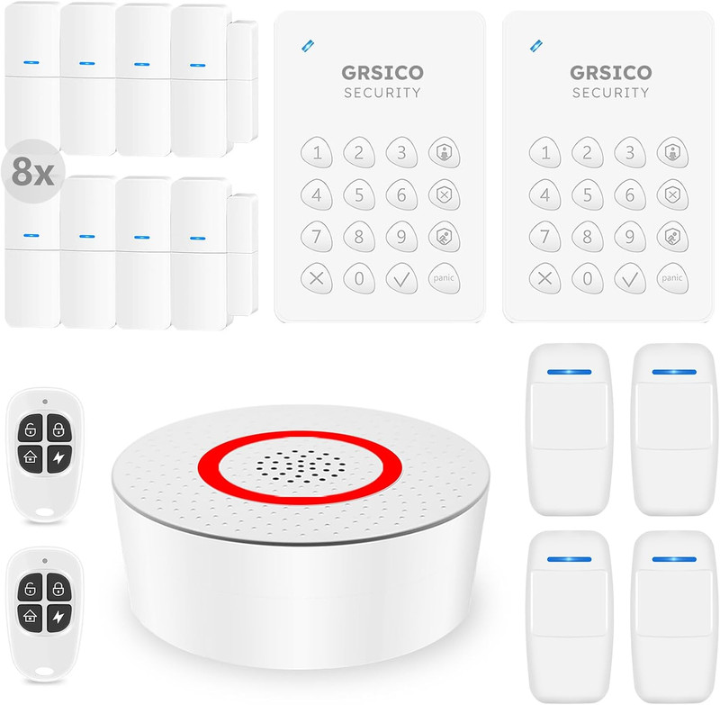 Wireless Home Alarm System 17-Piece Kit, Wifi Alarm System for Home Security wit