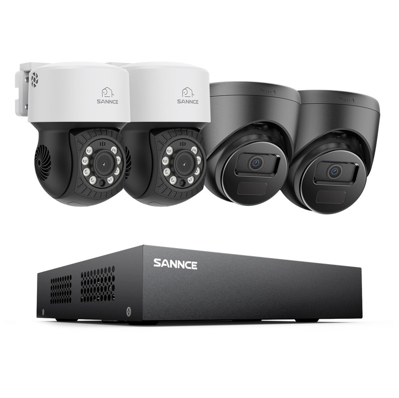SANNCE 8CH DVR 1080P 360° Pan Tilt CCTV Security Camera System Human Detection