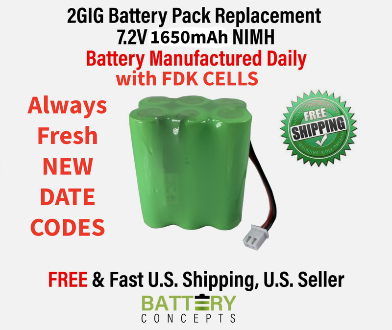 Battery for 2GIG Go Control panels Replace 228844, BATT1, BATT2X, 6MR2000AAY4Z