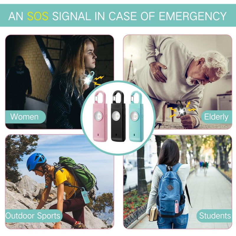 6 Pcs Rechargeable Personal Safety Alarm for Women, 130db Personal Alarm Prot... gallery
