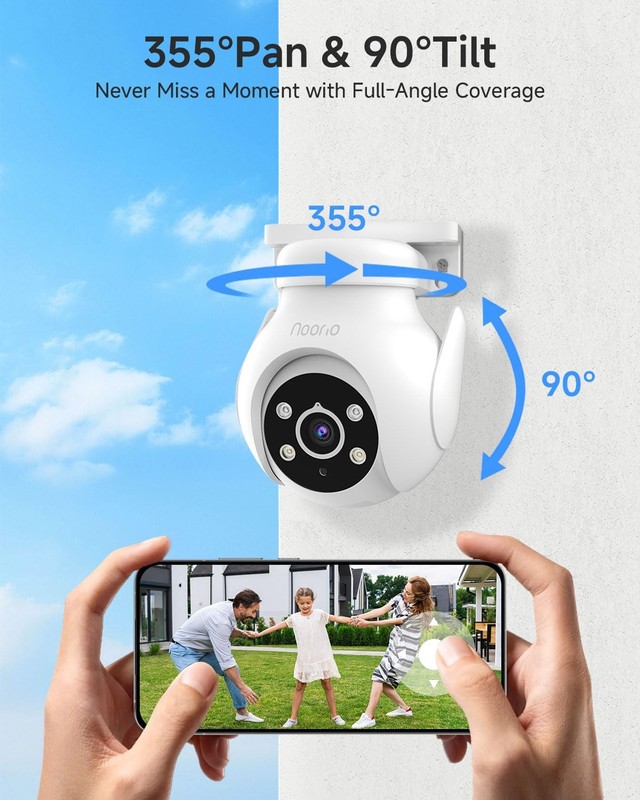 Noorio 2K Security Camera Outdoor Single Len-2.4G WiFi, White-2.4G len gallery
