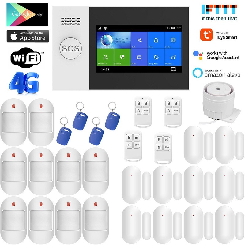 V19 WiFi 4G Tuya APP Wireless Smart Home Security Alarm System+Alexa+Google Home