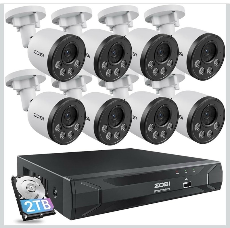 ZOSI 5MP 8CH PoE Security Camera System with Audio,H.265+ 5MP 8 Channel NVR