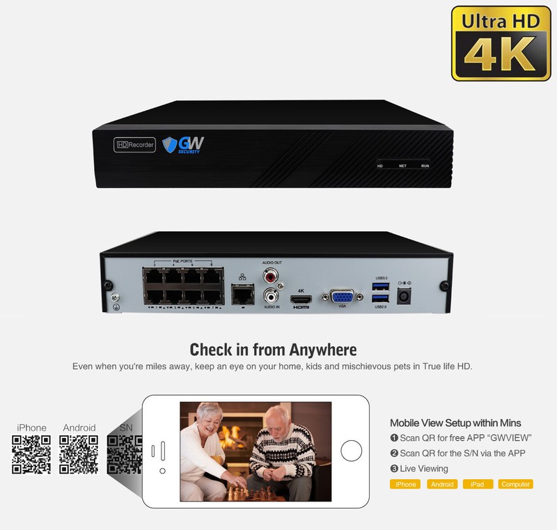 (4) 4K 8MP Motorized Zoom IP Microphone POE NVR AI Bullet Security Camera System gallery