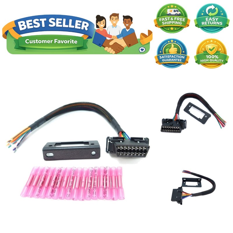 J1962 Female to Open Pigtail Cable Bracket OBDii Port Replacement Cable 1ft/30cm