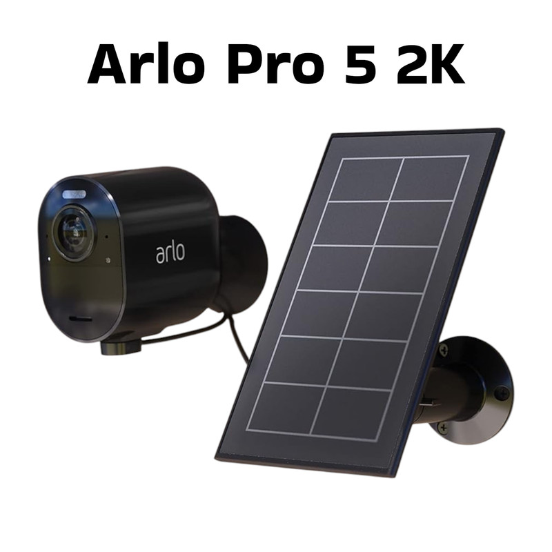 Arlo Pro 5S Wireless 2K HDR Smart Security Camera with Solar Panel Charger Black