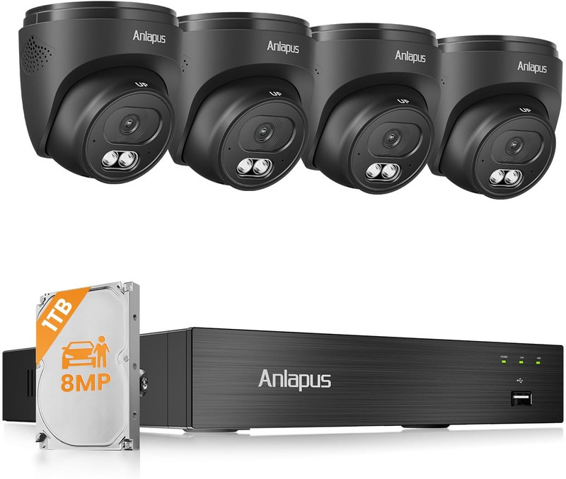 4K Home Security Camera System Outdoor Indoor, H.265+ 8CH CCTV DVR with AI Human