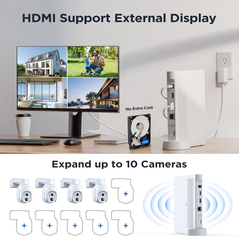 4MP Wireless Security Camera System 2K Solar Power Wifi CCTV HDMI 10CH NVR HDD gallery