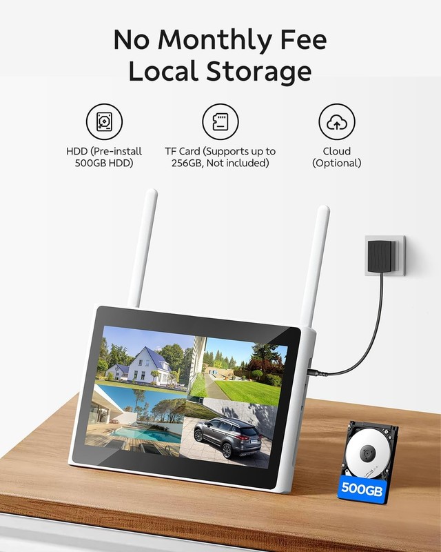 Wireless Security Camera System Outdoor Audio mit WiFi 10CH 10'' Monitor NVR HDD gallery