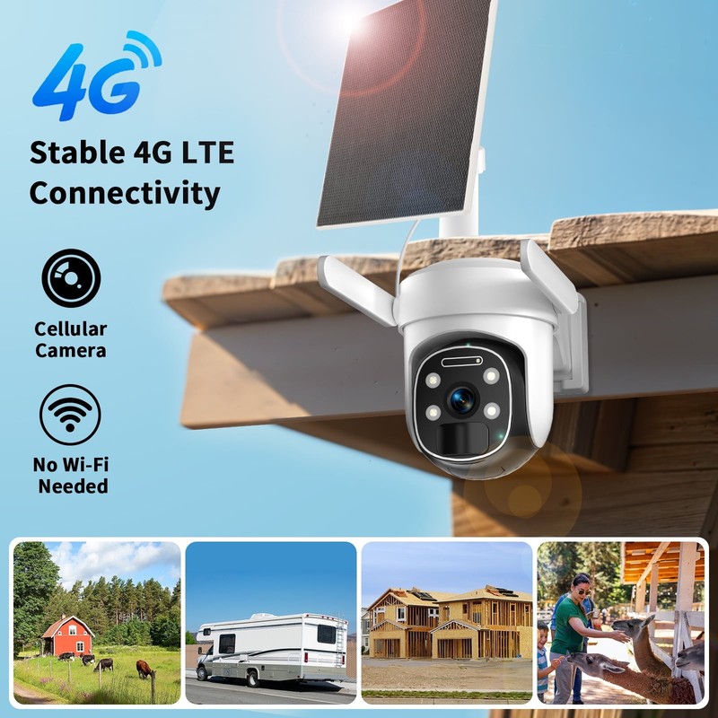 1PACK Solar Camera 4G LTE Wireless Security Camera Outdoor Solar Battery Camera gallery