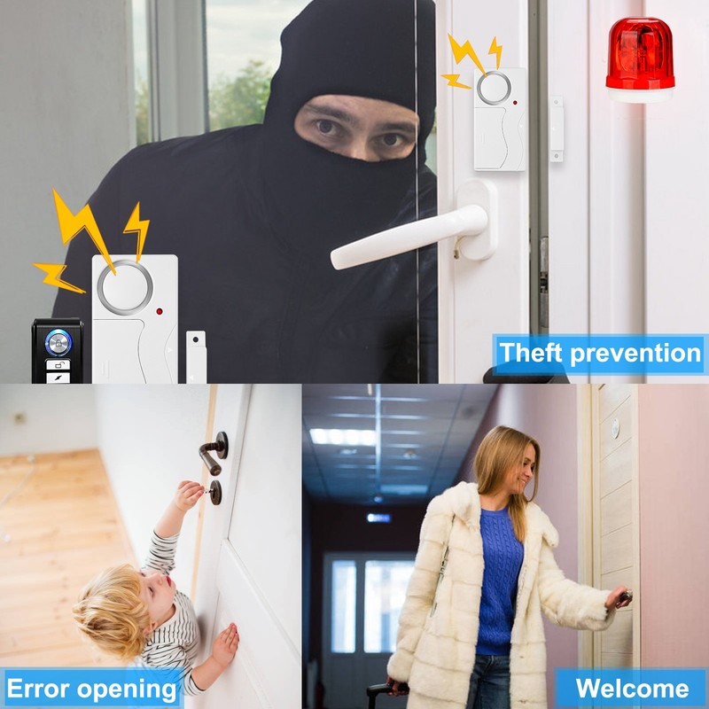 Apartment Safety Magnetic Window Door Alarm *2 Control by Remote Simple Function gallery