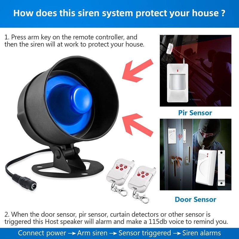 110dB Wireless Security Anti Burglary Alarm Set Indoor Outdoor Household Use gallery