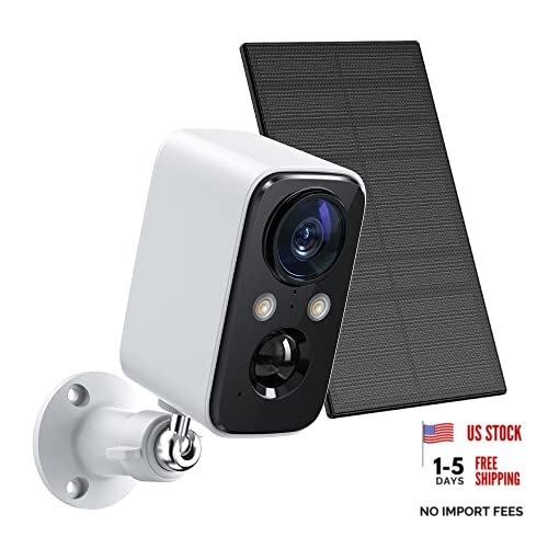 Solar Panel Security Cameras Wireless Outdoor - Battery Powered 1Pack-White