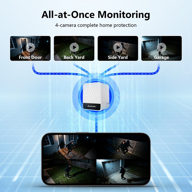 Anakk 4MP Solar Security Cameras Outdoor Wireless,Home Security System 4-Cam Kit gallery