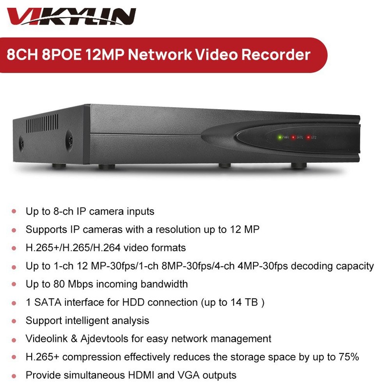 VIKYLIN 8CH NVR CCTV System 24h Full Color Mini/Turret POE 8MP IP Camera MIC Lot gallery