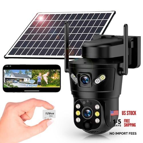 3K Solar Security Camera Wireless,270°Pan 90°Tilt Auto Tracking,WiFi D05-128G