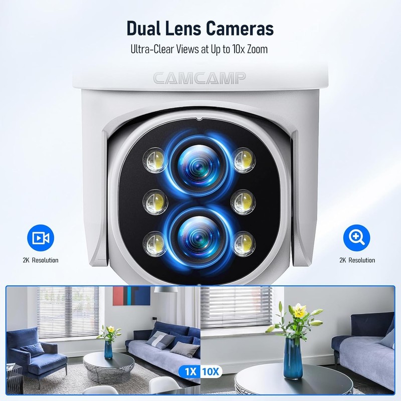 Outdoor Dual Lens Security Camera System Wireless 10CH NVR APP View Night Vision gallery
