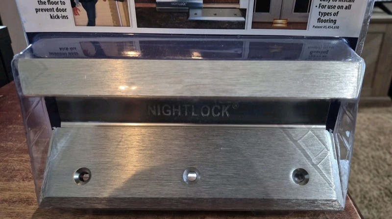 Door Barricade Brace the NIGHTLOCK Security Lock BRUSHED NICKEL FINISH 14002 gallery