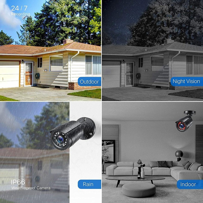 ZOSI 8CH 2MP DVR Outdoor Home CCTV 1080p Security Camera AI System Night Vision gallery