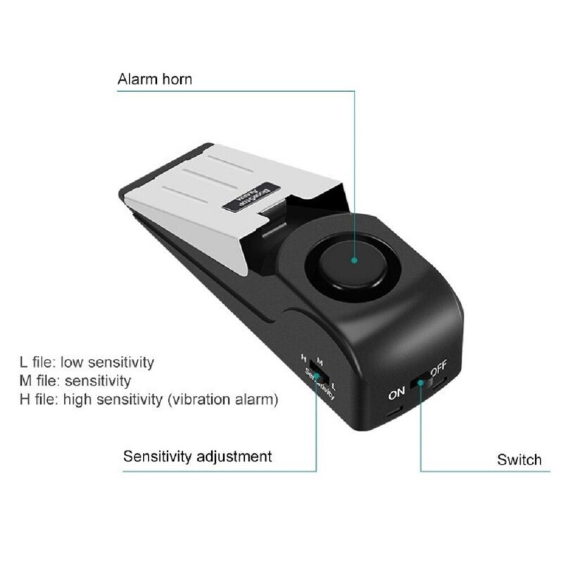 Upgraded Door Stopper Alarm Adjustable 120dB Wedge Loud Security for Home Travel gallery