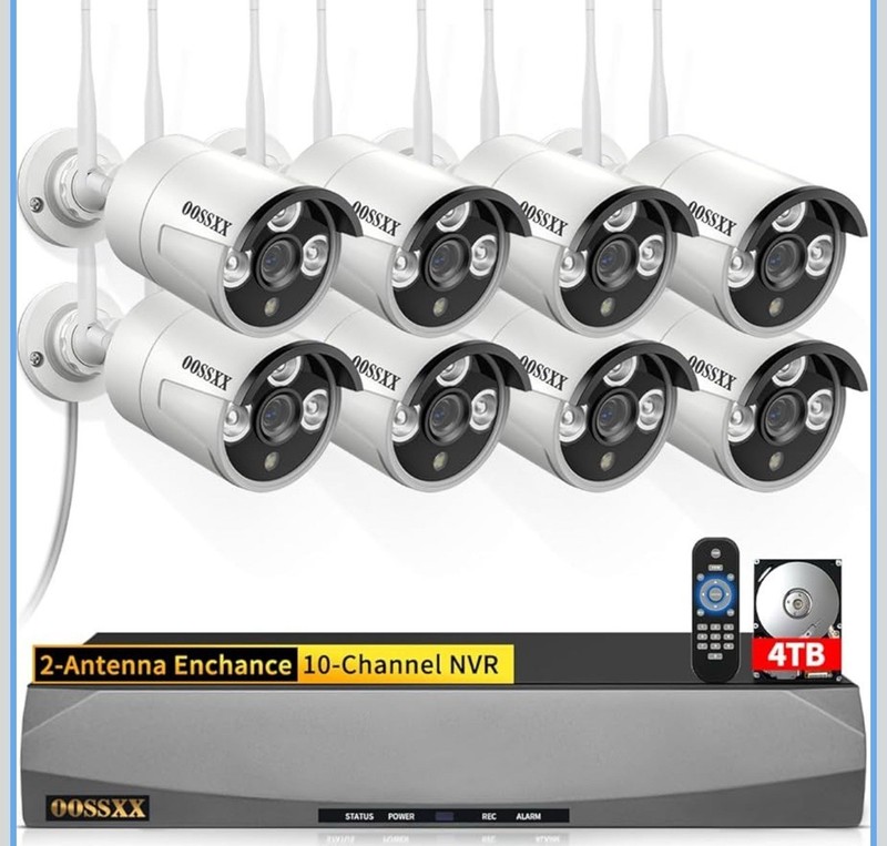 (2026 Update) Wireless Security Camera System, 10CH Wifi NVR with 8 X 3MP Dual A
