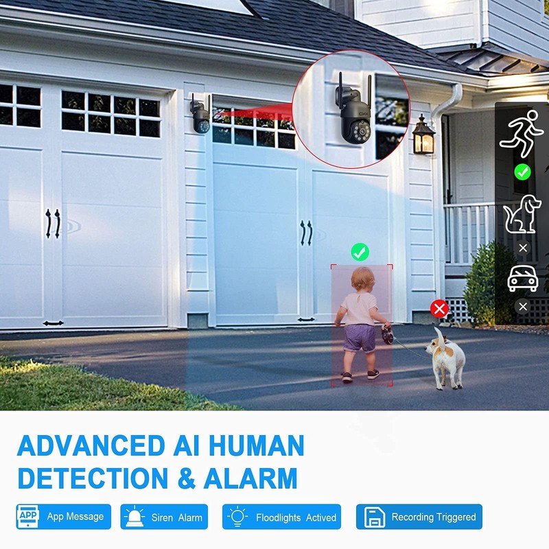 Wireless Security Camera System, 4pcs 3MP PTZ Cameras Outdoor Indoor, WiFi Su... gallery