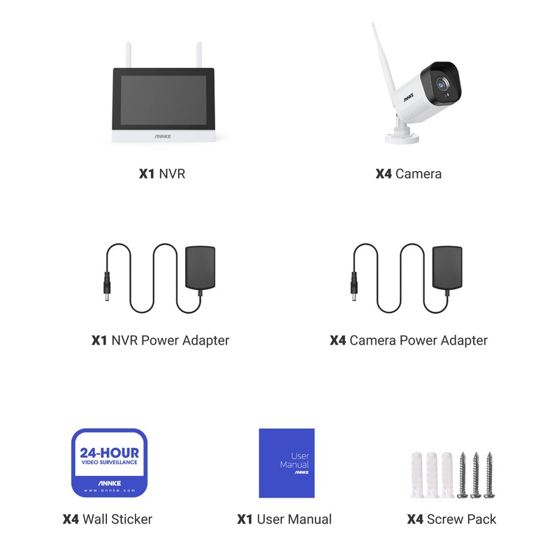 ANNKE HD 5MP Wireless AI Security Camera System 4CH 7" Monitor Two Way Audio P2P gallery
