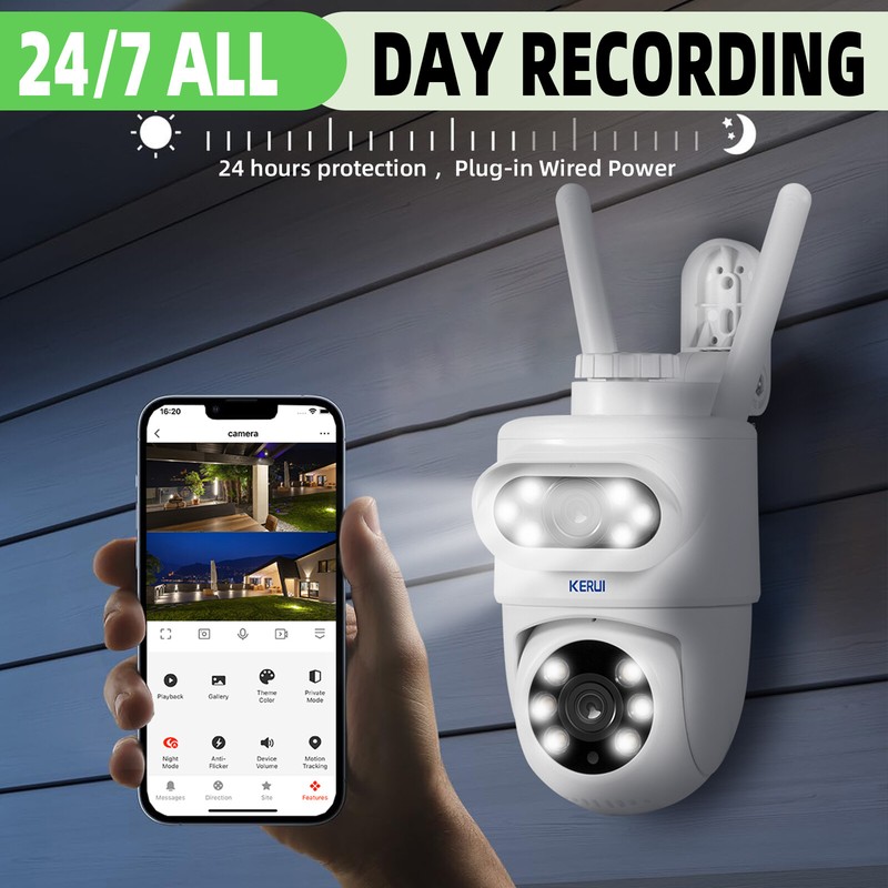Dual Lens Security Camera Wireless 10MP HD WiFi IP PTZ Home Outdoor CCTV IR Cam gallery