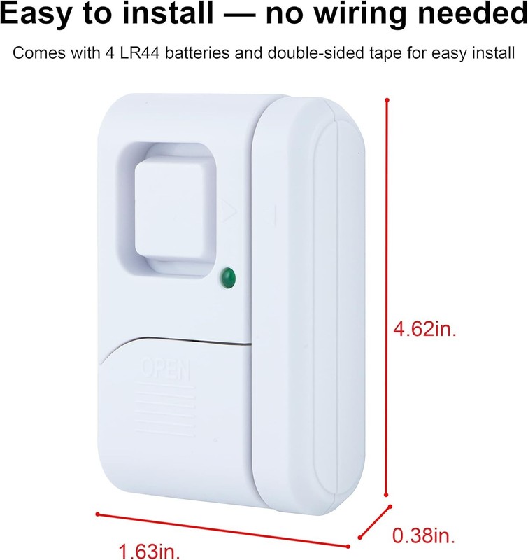 Battery-Powered Window & Door Alarms - Easy Install 120dB Intruder Alert System gallery